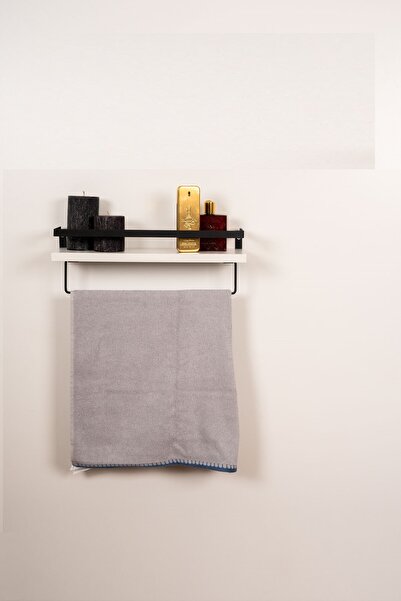 Mudesa Banyo Rafı Ahşap Metal Banyo Havluluk  Raflı Duvara Monte Sabunluk