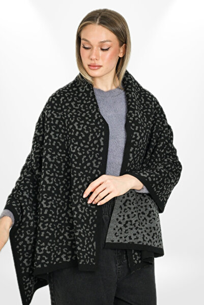 hijabchi Πλεκτό διπλής όψης Σάλι ώμου - Σάλι λαιμού - Χειμερινό σάλι ειδικής περίστασης - Μαύρο Dark Mink