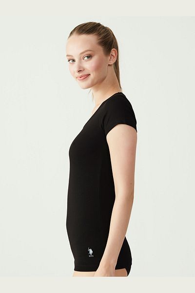 U.S. Polo Assn. WOMEN'S DEEP CUT R-NECK T-SHIRT