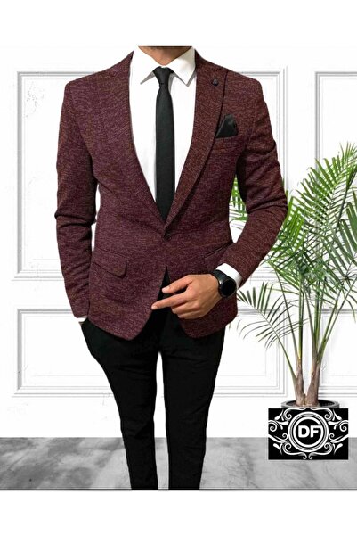 leonmen Italyan Stil Slim Fit Blazer Tek Ceket