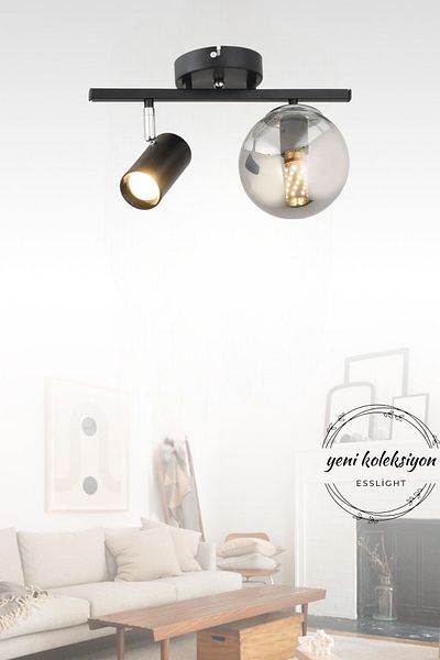 ESSLİGHT Alen 2 Spot Plafonier Chandelier (Smoked Glass) Living Room Dining Table Hall Kitchen