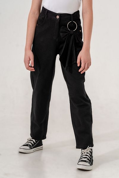 GİYİCEM Girl's Bow Linen Trousers 2557