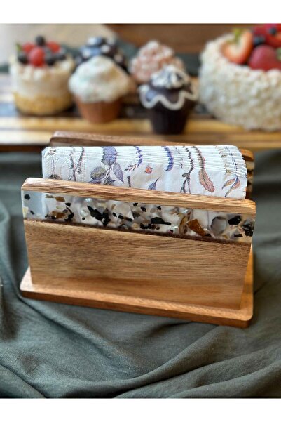 ROSSEV Acacia Pedestal Napkin Holder 19cm