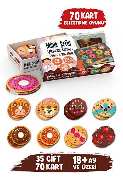 Bunbaza Minik Şefin Eşleştirme Kartları Donut Ve Kurabiye Beceri Zeka Gelişti...
