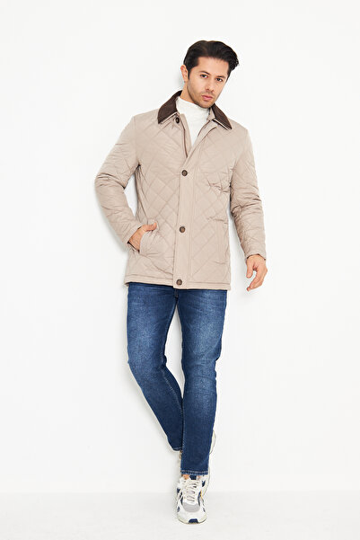 COMPİERE YAKASI ÇIKABİLİR BAKLAVA DESENLİ SU İTİCİLİ KAPİTONE MONT KABAN