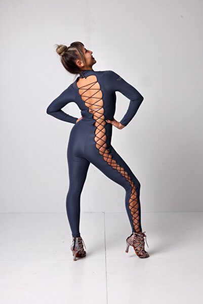 Angelsuits Angel's Crux Dekolteli File Detaylı Tulum - Indigo