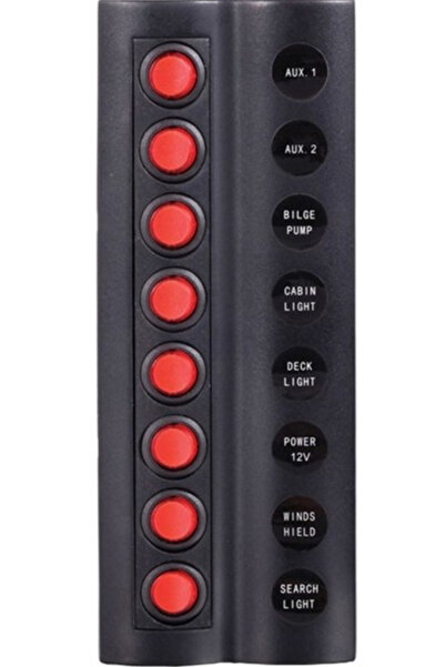 SEALUX 8 LI KIRMIZI BUTONLU OTOMATİK SİGORTALI LEDLİ MARİN SWİCH PANEL