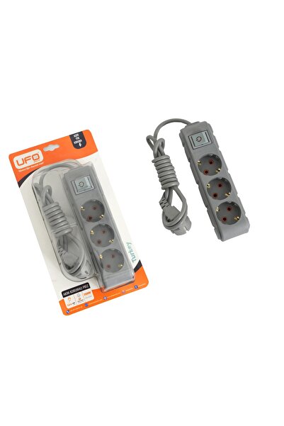 UFO Akım Korumalı Grup Priz {{5.0 Metre}} Kablolu {{ Gri }} Renk