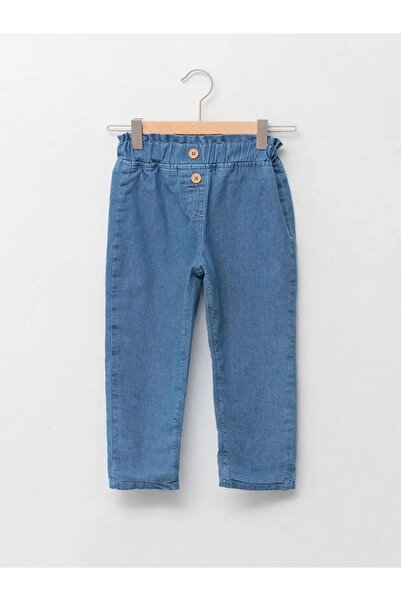 LC Waikiki LCW baby İndigo Beli Lastikli Basic Kız Bebek Astarlı Mom Jean Pantolon