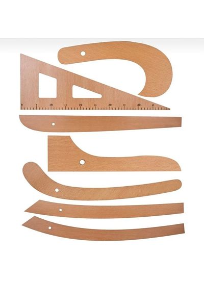 vera dizayn lazer kesim ve markalama 7 Piece Wood Riga Set Tailor Ruler 3 mm Thick Wood Ruler