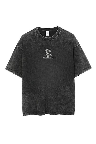 Touz Moda Πλένεται Tupac Collage Oversize Vintage T-shirt