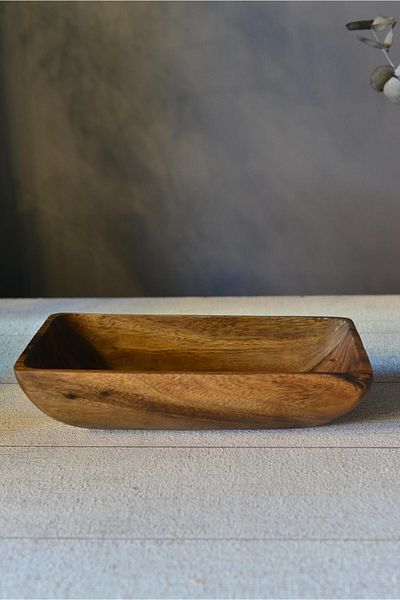 şirin eşyalarım Acacia Large Size Rectangular Boat Plate - 1 Piece