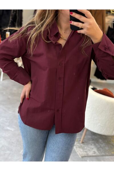 Flow Bordo rahat kesim gömlek