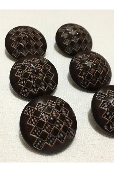 karantuhafiye Coat Trench Coat Button Pyramid Pattern Set of 6 / Brown Color / 3 cm