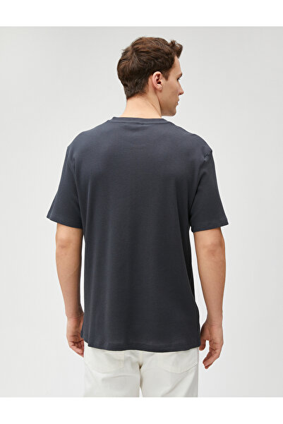 Koton Tričko s vyšívaným sloganem, vroubkovaný výstřih, krátký rukáv, bavlna