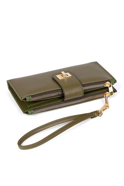 Newish Women's Wallet Accessory and Card Holder Stylish Soft Textured Khaki (length:20cm Width:10cm)