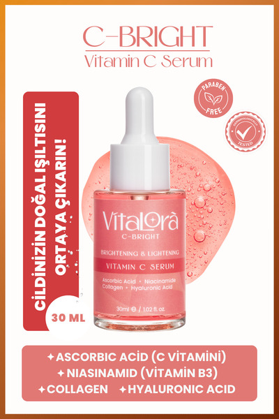 Vitalora C-bright Vitamin C Cilt Serumu - Kolajen - Hyaluronik Asit (3'LÜ ETK...