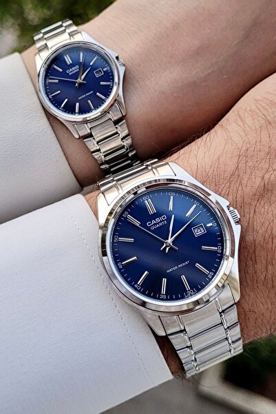 Casio Navy Blue Cordon Silver Color Lover Couple Wristwatch