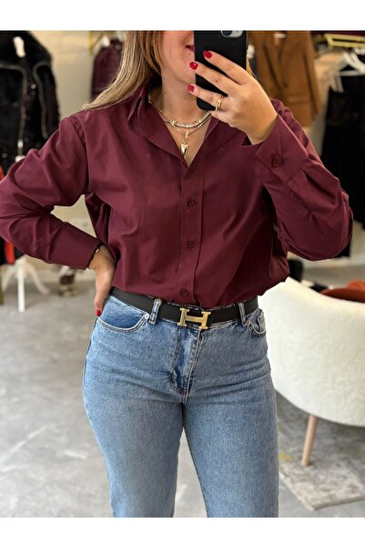 Flow Bordo rahat kesim gömlek