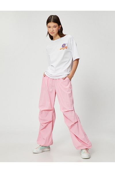Koton Tricou cu mânecă scurtă din jerseu de bumbac ecru pentru fetiță - 3sal10035ık 010