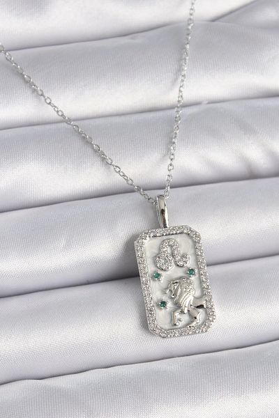 Store 316L Steel Silver Color Chain Leo Zodiac Sign Zircon Stone Women's Necklace