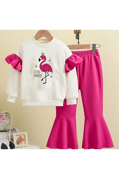 bebekpare Girl's Bottom Top Set Fuchsia Swan 100% Cotton