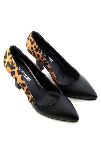 Erkan Saçmacı Pantofi clasici cu toc Kadeh cu vârful ascuțit, color block negru cu leopard Luiza