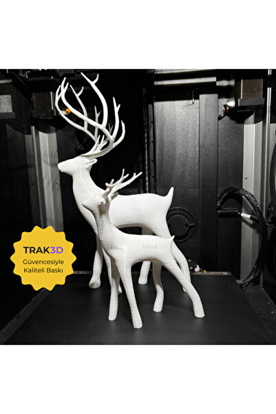 İkili Dekoratif Beyaz Yılbaşı Geyiği Biblo Seti