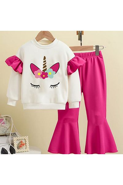 bebekpare Girl's Top and Bottom Set Fuchsia 100% Cotton Seasonal