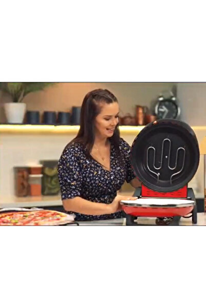 gözdehome A. Kırmızı Erato Taşfırınım Pizza Makinesi, Lahmacun Makinesi Doğal Taş Fırın - Timer - 400 °c