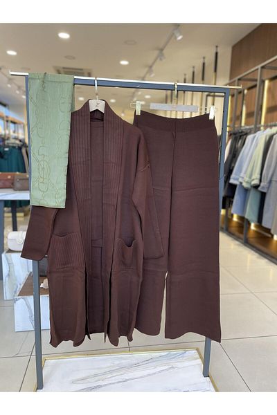 esila store Triple Brown Knitwear Set - 3028