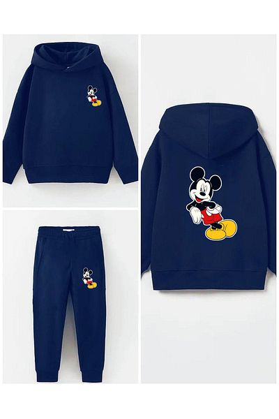 ASN APPAREL طقم علوي وسفلي للأطفال مطبوع شتوي