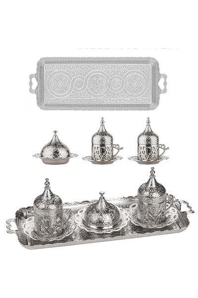 KT HOME Coffee Presentation Set Coffee Cup Set for 2 People Turkish Coffee Cup Nickel
