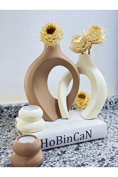 BLANJ sarmaşık sevgili vazo, şamdan mumluklu set 22x16&17x14