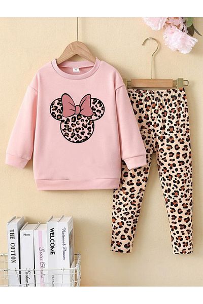 bebekpare Set de jos și de sus pentru fete Leopard Mici 100% bumbac