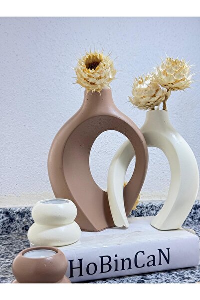 BLANJ sarmaşık sevgili vazo, şamdan mumluklu set 22x16&17x14