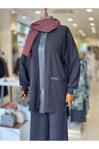 Puane Black Wick Patterned Double Set - 14264