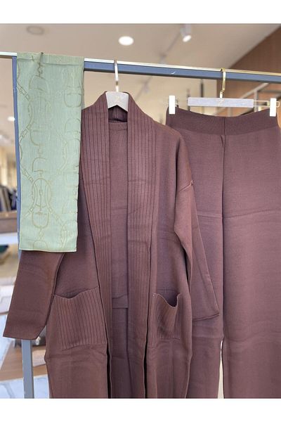 esila store Triple Brown Knitwear Set - 3028