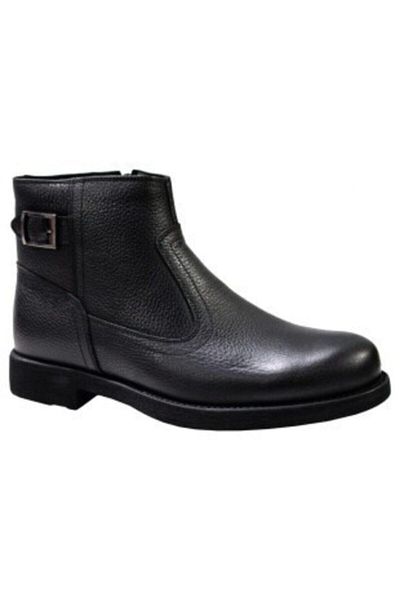 KALE Μαύρα γνήσιο δέρμα ανδρικές μπότες Shearling Παπούτσια Casual Daily Rubber Buckle Zipper