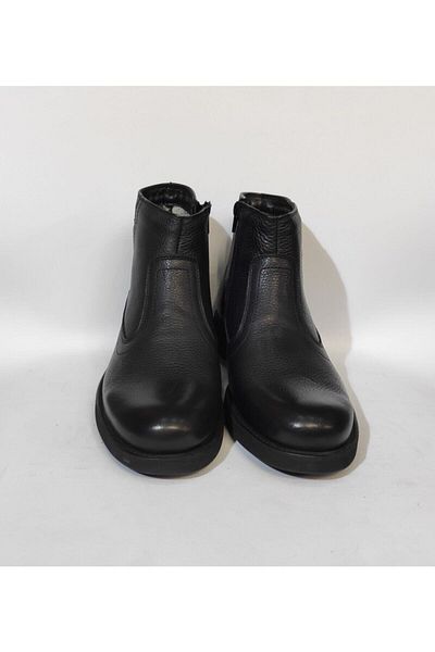 KALE Μαύρα γνήσιο δέρμα ανδρικές μπότες Shearling Παπούτσια Casual Daily Rubber Buckle Zipper