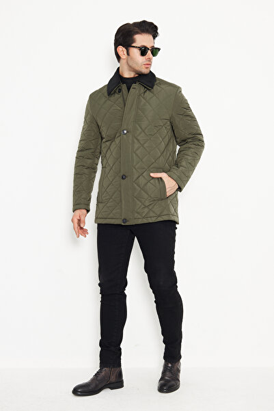 COMPİERE YAKASI ÇIKABİLİR BAKLAVA DESENLİ SU İTİCİLİ KAPİTONE MONT KABAN