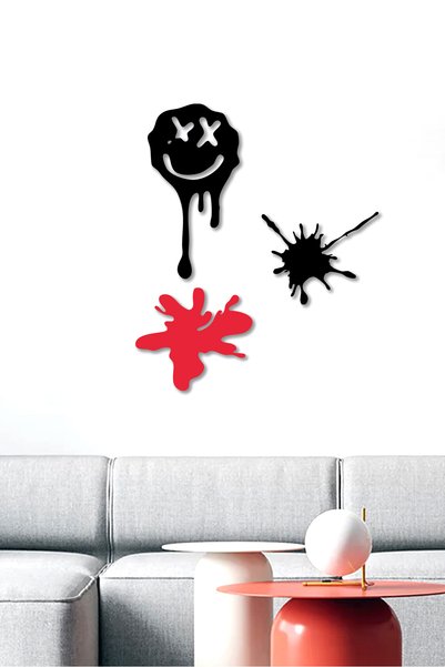 To Design Lab Negru - Roșu Set de 3 tablouri decorative distractive cu stropi de vopsea