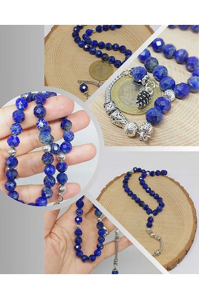 Yasamtohumu Lapis Stone Top Segment Facet Cut 33' Locket Prayer Beads 8mm (54330)