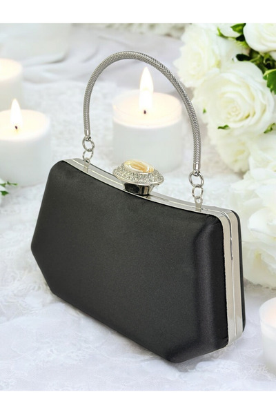 Biçanta Μαύρο Χρώμα Ασημί Κρυστάλλινη Πέτρα Κομψή Σχεδίαση Μεταλλική Λαβή Βρα...