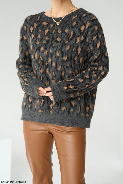 sajarsln Pulover supradimensionat Saja Rsln cu model leopard