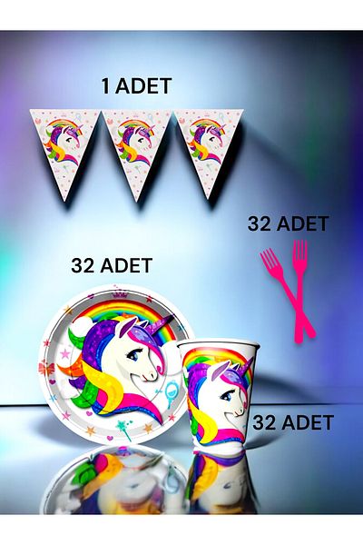 VibeHome Unicorn Themed S Package for 32 - Birthday Parties and Fun Events