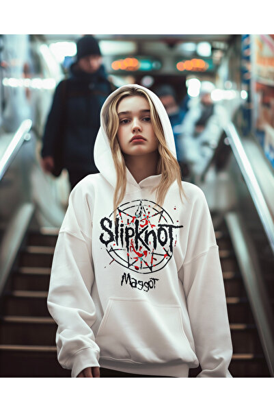 SEVBANO Slipknot Maggot Written Unisex Oversize Rock Metal Hoodie