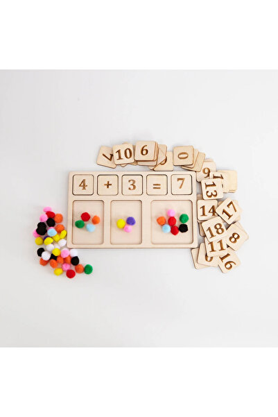 WoodStory Ahşap Sayılar ve Toplama Çıkarma Öğrenme, Evde Eğitim Montessori Matematik Tahtası