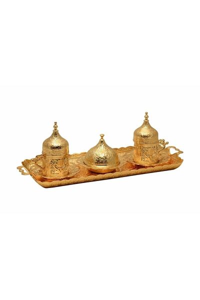KT HOME Coffee Presentation Set Coffee Cup Set for 2 Turkish Coffee Cup Gold