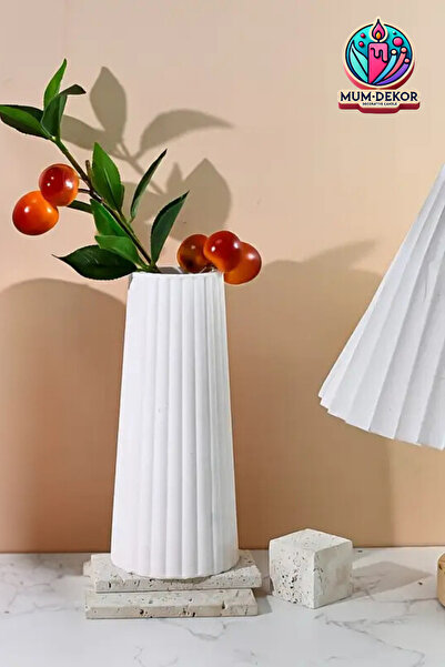 Lemonhouse İskandinav Bohem Tarzı Çizgili Vazo 20 cm 1.Kalite